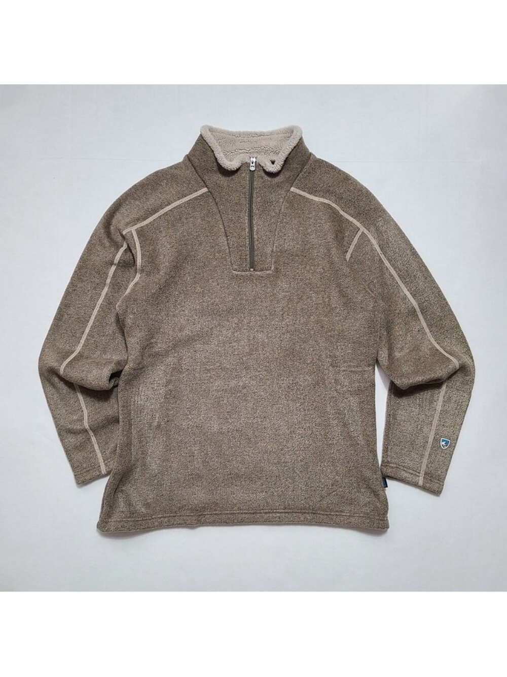 Kuhl Europa Men’s 1/4 Zip Brownish Alfpaca Fleece Pullover Sweater Size L